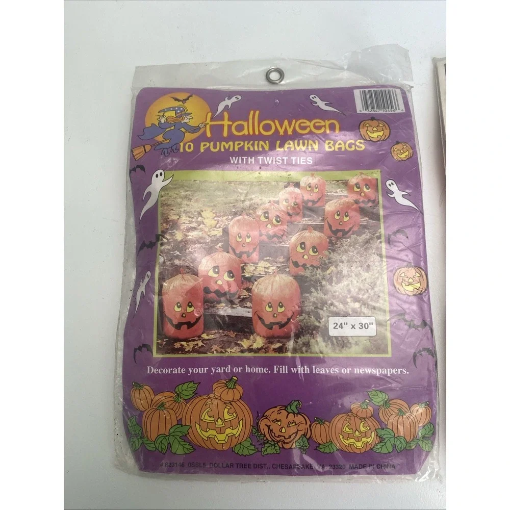 Vtg 90's Pumpkids 10-Pack Halloween Lawn Leaf Bags Pumpkins Jack-o-Lanterns